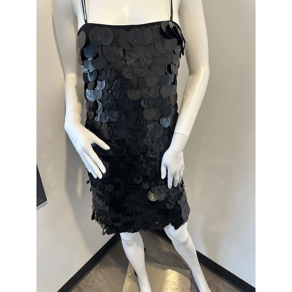 Poleci Black Sequin Mini Dress Multi-Strap Womens Sleeveless Size 4 - Picture 5 of 13